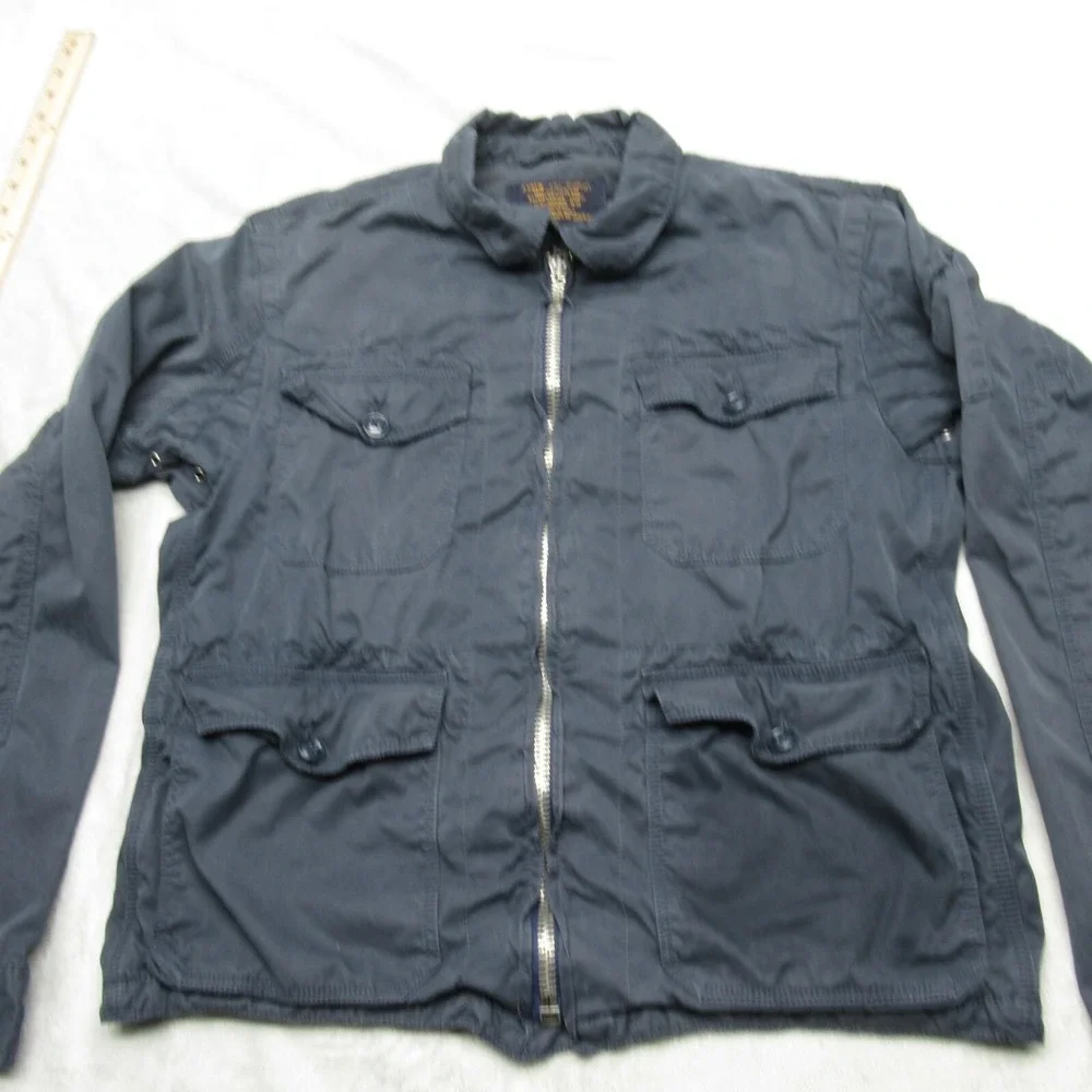 J Crew Jacket Women Large Blue Pockets Cotton Twill Quad Full Zip Field Utility